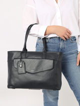 Leather Flandres Business Bag With 15" Laptop Sleeve Etrier Blue flandres EFLA823B-vue-porte
