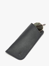 Sunglass Case Leather Etrier Blue madras EMAD5001-vue-porte