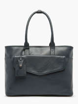 Leather Flandres Business Bag With 15" Laptop Sleeve Etrier Blue flandres EFLA823B
