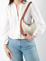Small Shoulder Bag Sosoomao Cotton And Leather Etrier Brown sosoomao coton ECSC057S-vue-porte