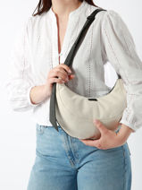 Medium Shoulder Bag Sosoomao Cotton And Leather Etrier Black sosoomao coton ECSC057M-vue-porte