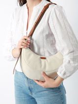 Medium Shoulder Bag Sosoomao Cotton And Leather Etrier Brown sosoomao coton ECSC057M-vue-porte