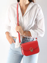 Shoulder Bag Altair Leather Etrier Red altair EALA081M-vue-porte