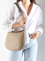 Shoulder Bag Manege Leather Etrier Beige manege EMAN077L-vue-porte