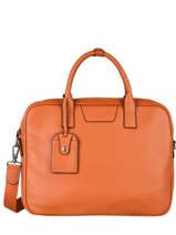 Leather Flandres Briefcase 2 Compartments Etrier Orange flandres EFLA8262