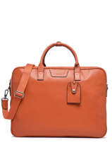 Leather Flandres Briefcase With 17" Laptop Sleeve Leather Etrier Orange flandres EFLA8261