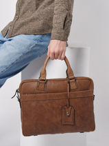 1 Compartment Spider Business Bag  With 15" Laptop Sleeve Etrier Brown spider ESPI8021-vue-porte