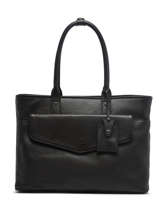 Leather Flandres Business Bag With 15" Laptop Sleeve Etrier Black flandres EFLA823B